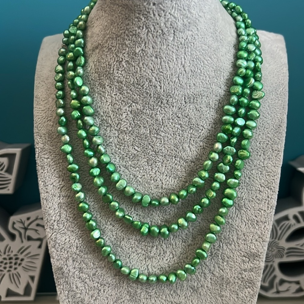 Lime Green Fresh Water Pearl Necklace